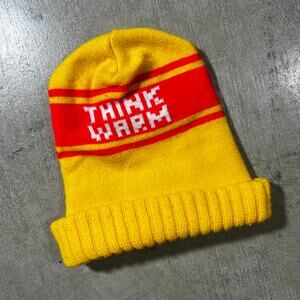 Vintage 90s Think Warm Knit Beanie Yellow
